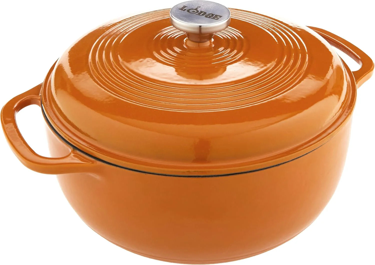 Lodge Essential Enamel Cast Iron Dutch Oven - Perfect for Bread Baking, Braising, Marinating & Slow Cooking - Features Moisture-Sealing Lid & Dual Handles - Kitchen Essentials - 6 Quarts - Island Spice Red