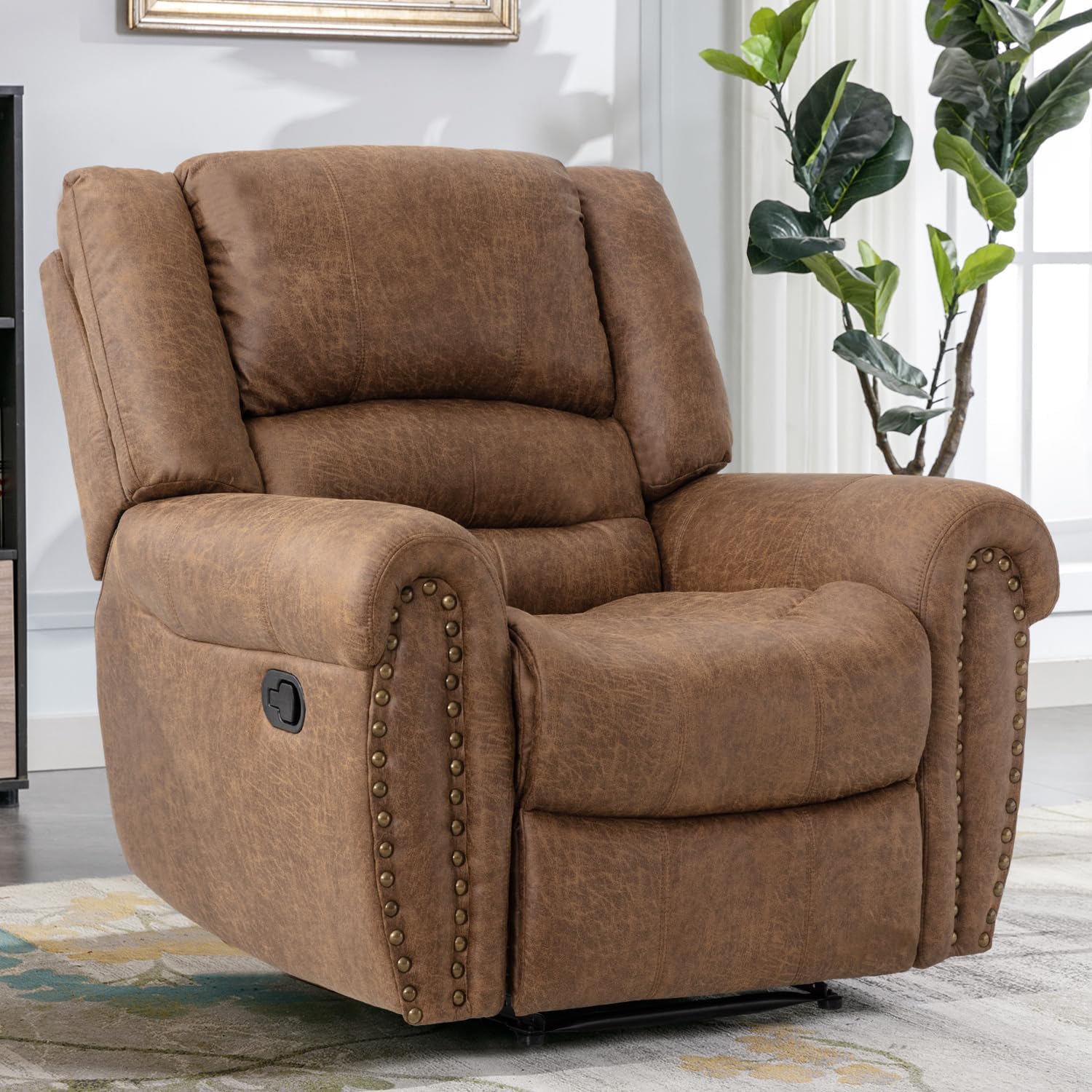 Leather recliner classic traditional manual recliner single sofa for living room