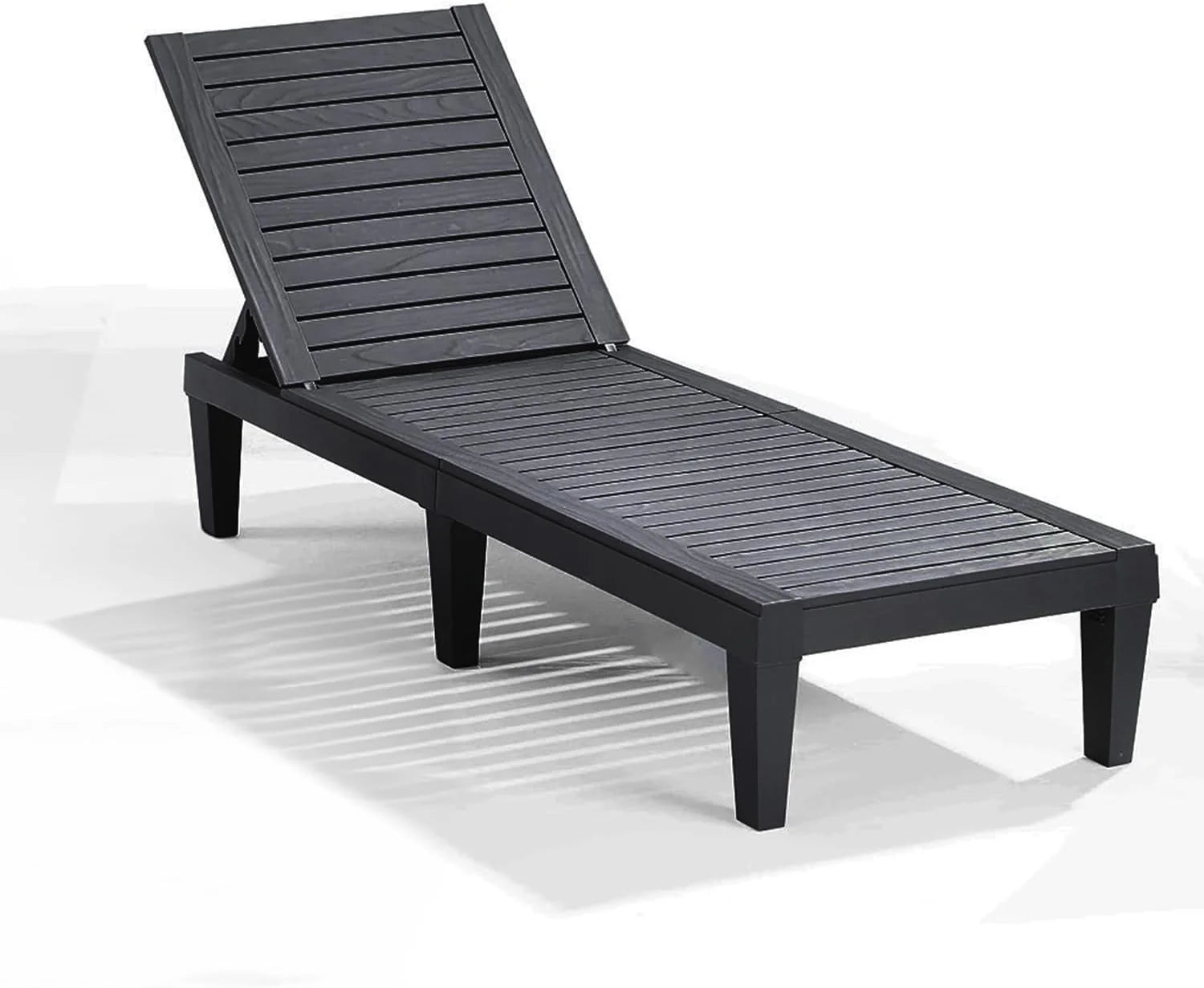 Patio Chairs - Black Chaise Lounge Chair Outdoor 5-Position Adjustable Sun Tanning Chair Waterproof Pool Lounge Chairs Set of 2 Reclining Lawn Chair, Lightweight Outdoor Lounge Chairs