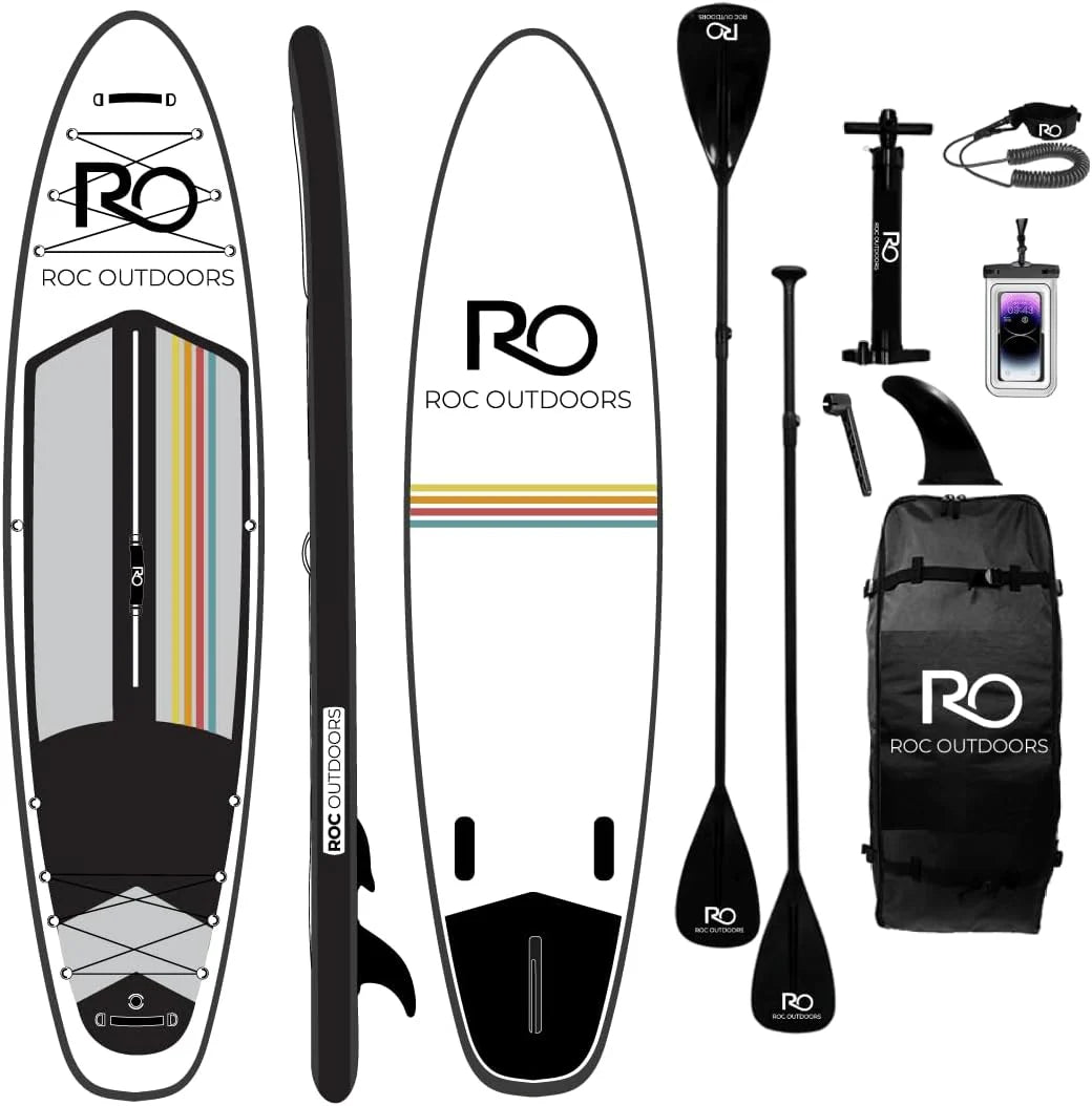 Roc Inflatable Stand Up Paddle Board 10' 6 with Premium SUP Paddle Board Accessories