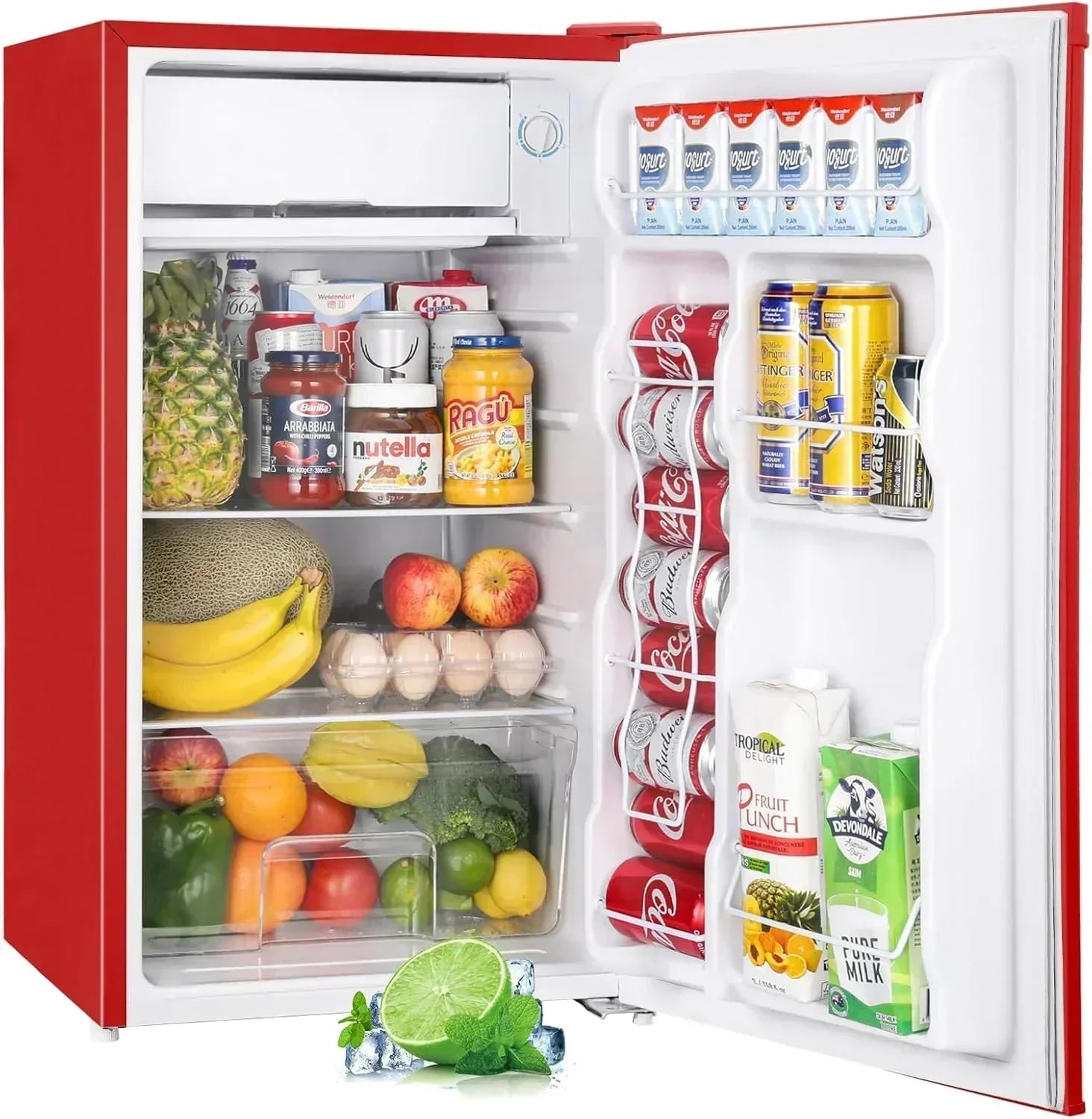 Upstreman 3.2 Cu.Ft Mini Fridge Freezer Single Door Fridge Dorm Fridge Adjustable Thermostat