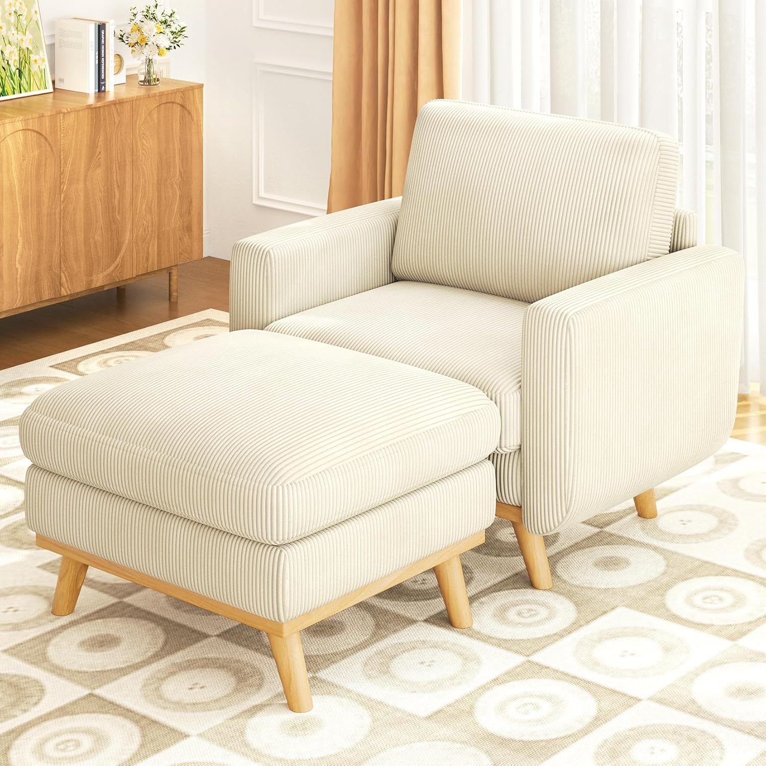 Vesgantti 68 Loveseat Sofa - Green, Comfy Corduroy with Spring Cushion, Solid Wood Frame, Modern Deep Seat, Bedroom & Living Room, Office Couch