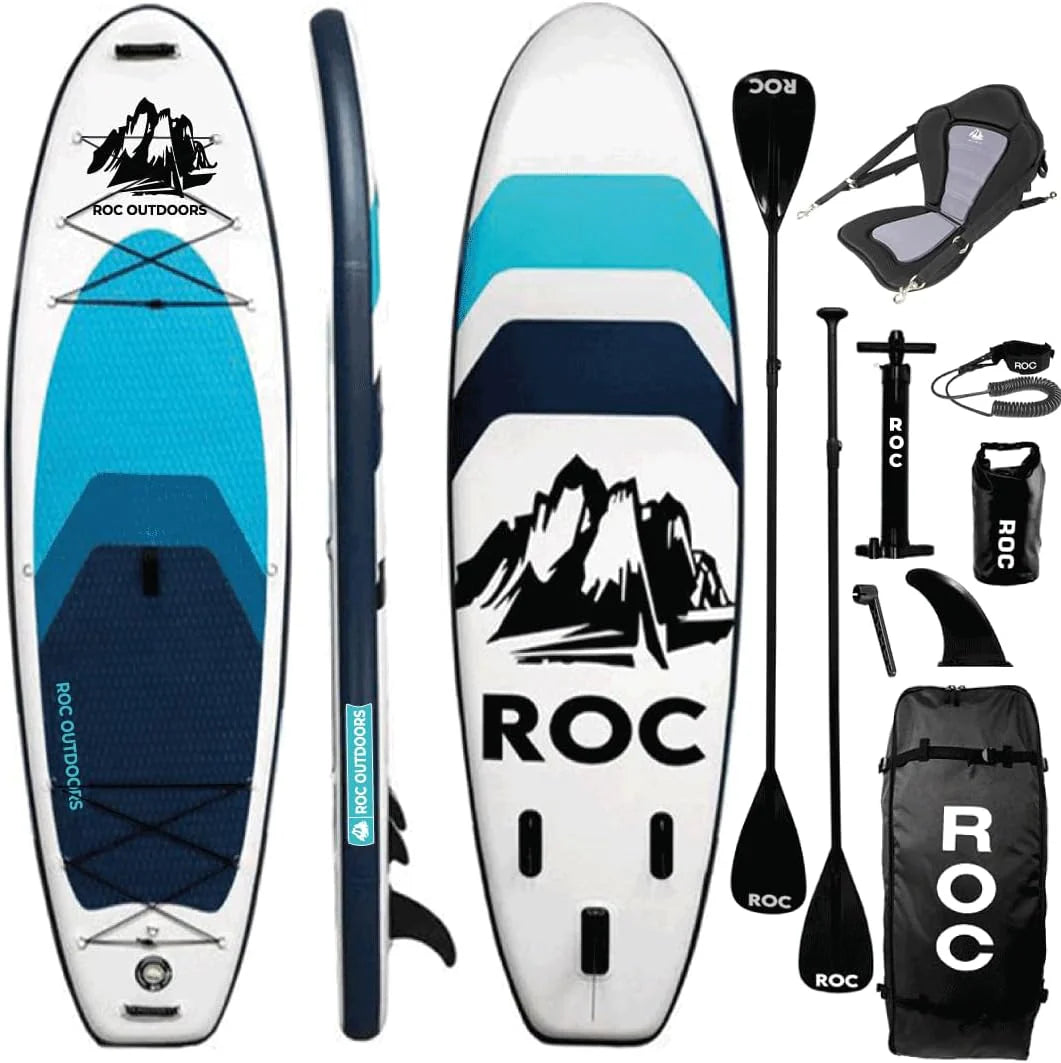 Roc Inflatable Stand Up Paddle Board 10' 6 with Premium SUP Paddle Board Accessories