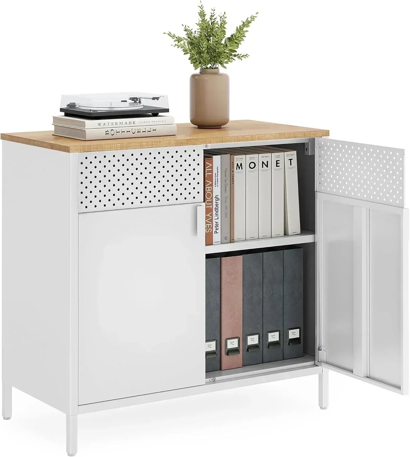 SONGMICS Storage Cabinet Metal Cabinet Sideboard with 2 Doors 15.7 x 31.5 x 29.9 inches
