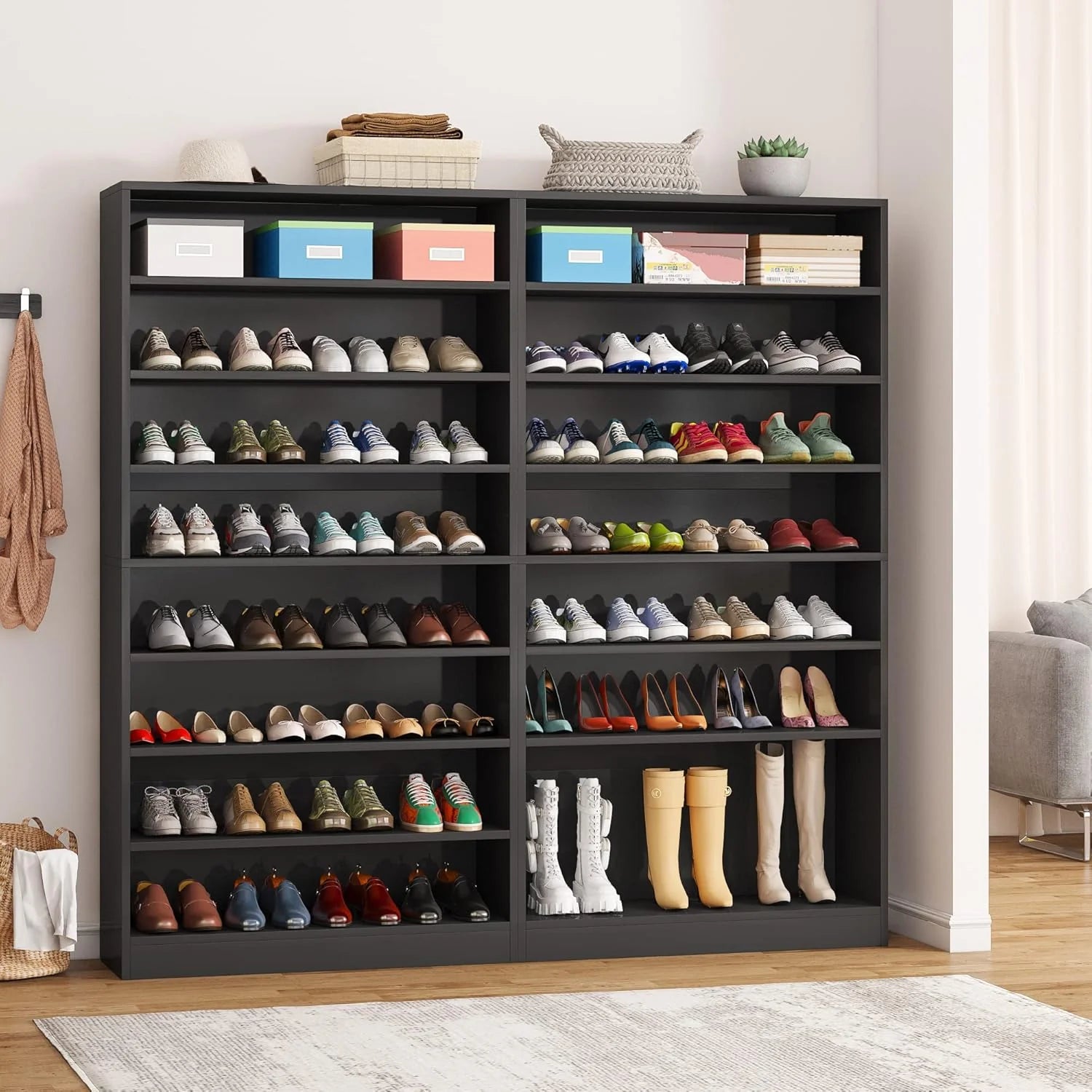 Tribesigns Shoe Cabinet, 9 Tiers 40-45 Pairs Heavy Duty Wood Freestanding Shoe Storage Cabinet