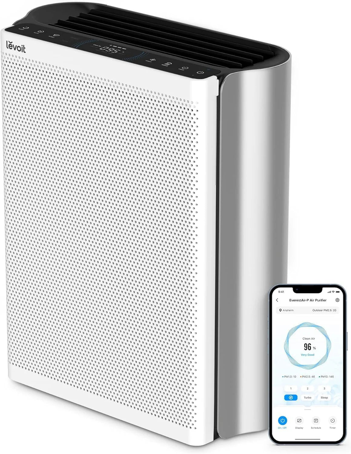 LEVOIT Air Purifiers for Home Large Room Up to 1733 Ft2 With HEPA Sleep Mode, AHAM VERIFIDE, Auto Mode, Air Quality Monitor, Smart WiFi, 3-in-1 Filter For Pet Allergy, Smoke, Dust, Core 400S-P, White