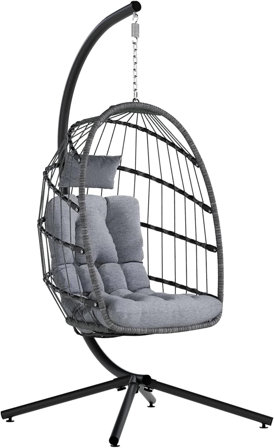 SWITTE Egg Chair Outdoor Indoor Wicker Hanging Egg Swing Chair 350lbs Capacity for Patio