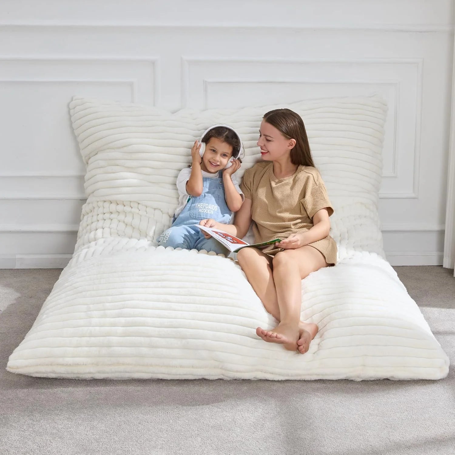 Hobestluk 3 in 1 Bean Bag Chair Giant Bean Bag Chairs Convertible Bean Bag Floor Cushion