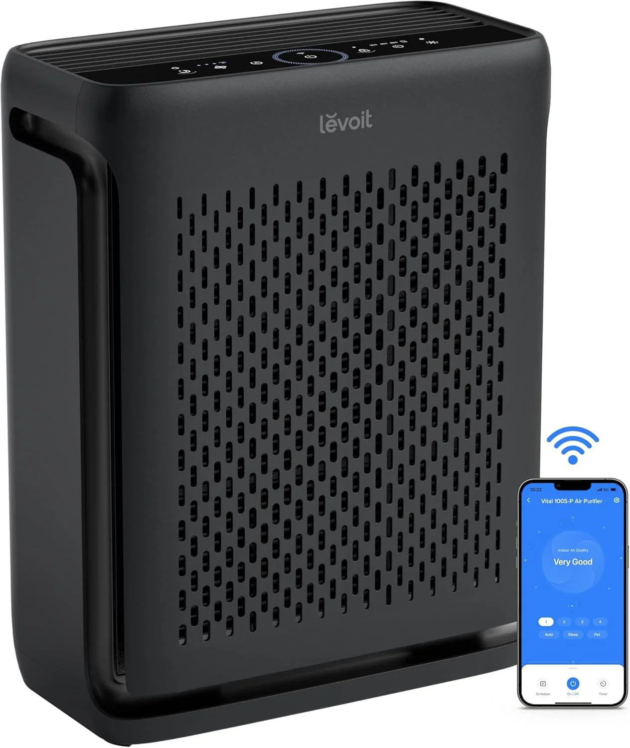 LEVOIT Air Purifier for Home Large Room Up to 1073Ft2 with Air Quality Monitor, AHAM VERIFIDE, Smart WiFi, Washable Pre-Filter, HEPA Sleep Mode for Pets, Allergies, Dust, Pollen, Vital 100S-P, White