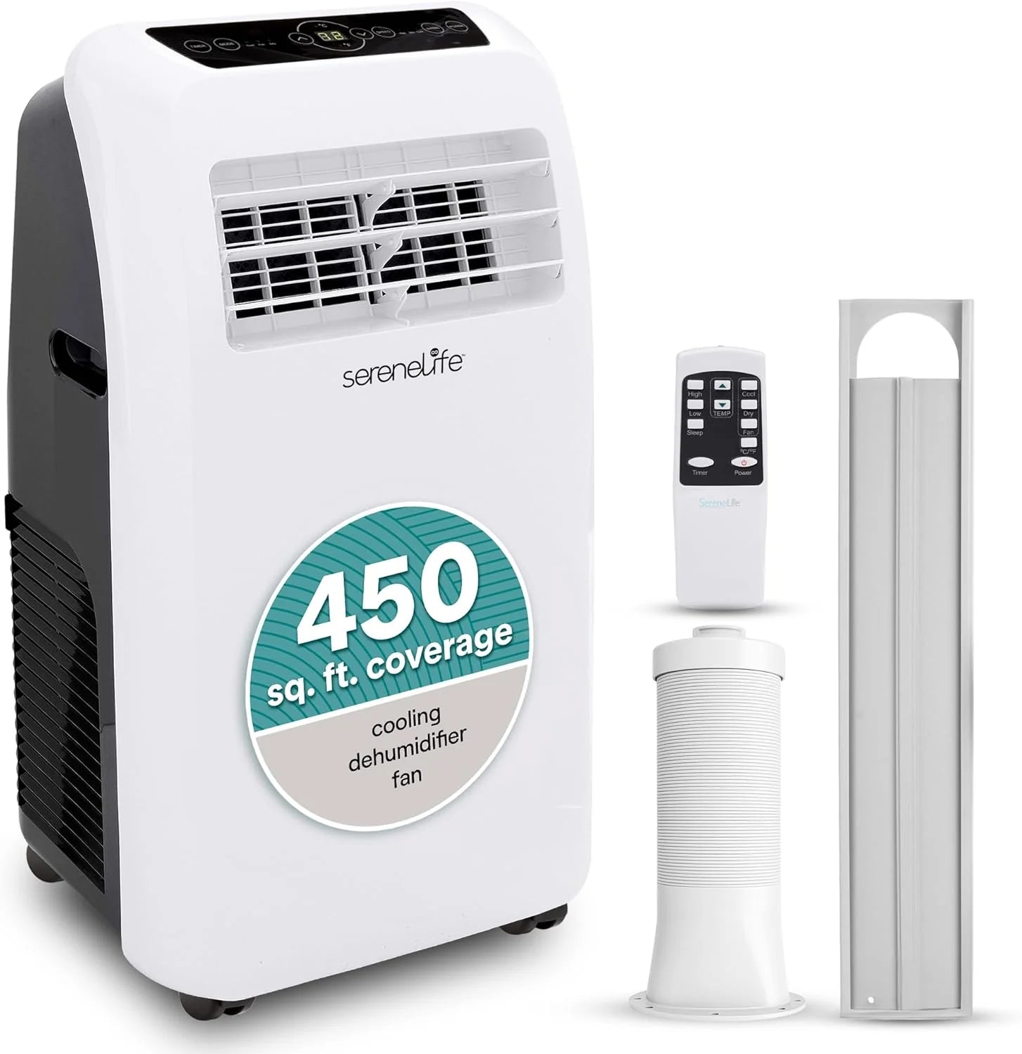SereneLife 3-in-1 Portable Air Conditioner with Built-in Dehumidifier Function,Fan Mode, Remote Control, Complete Window Mount Exhaust Kit