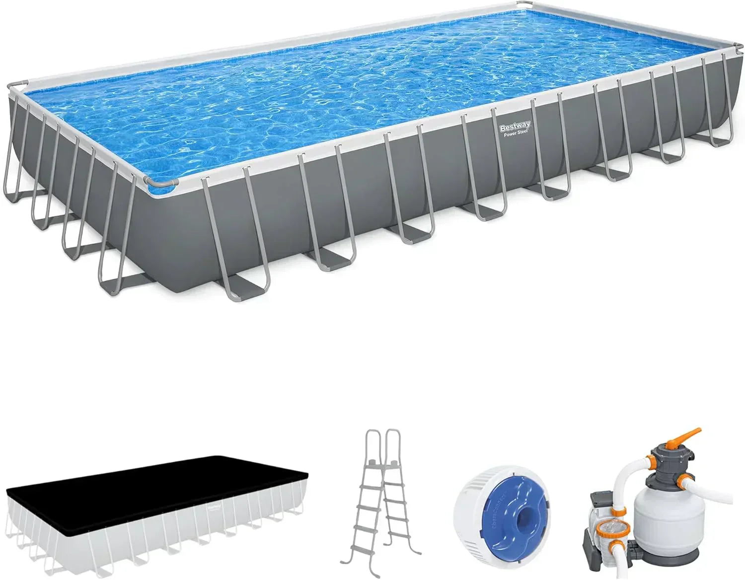 Power Steel 14' x 8'2 x 39.5 Oval Above Ground Pool Set Includes 530gal Filter Pump Ladder