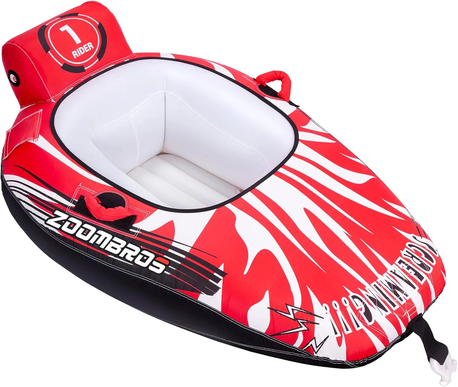ZOOMBROS Towable Tube for Boating 2-Person, Secure Cockpit Seating for Kids & Family Safety