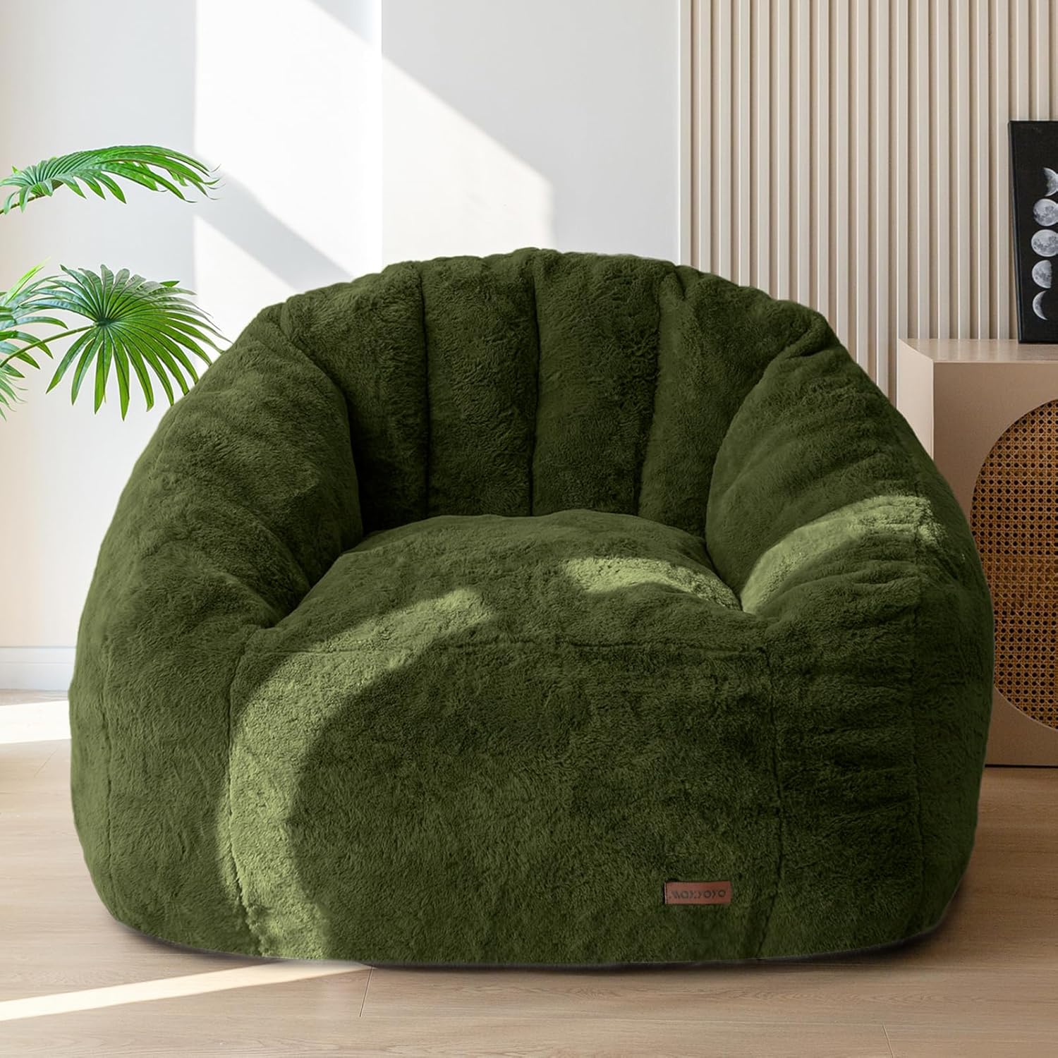 MAXYOYO Giant Bean Bag Chair Oversized Bean Bag Couch Faux Fur Shell-Shaped Large Chair