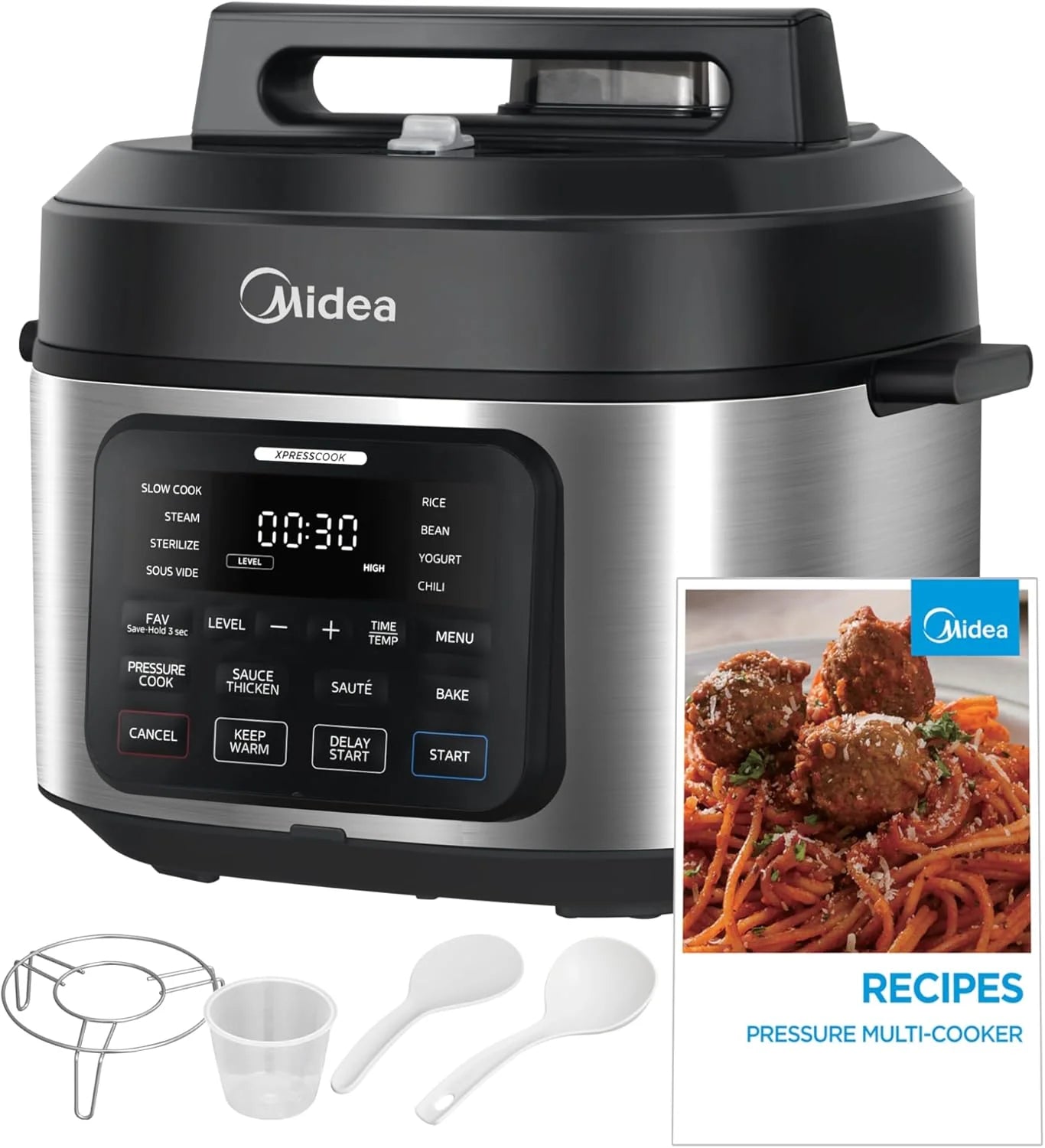 Midea 12-in-1 electric pressure cooker, multi-function slow cooker, rice cooker, steamer, wok