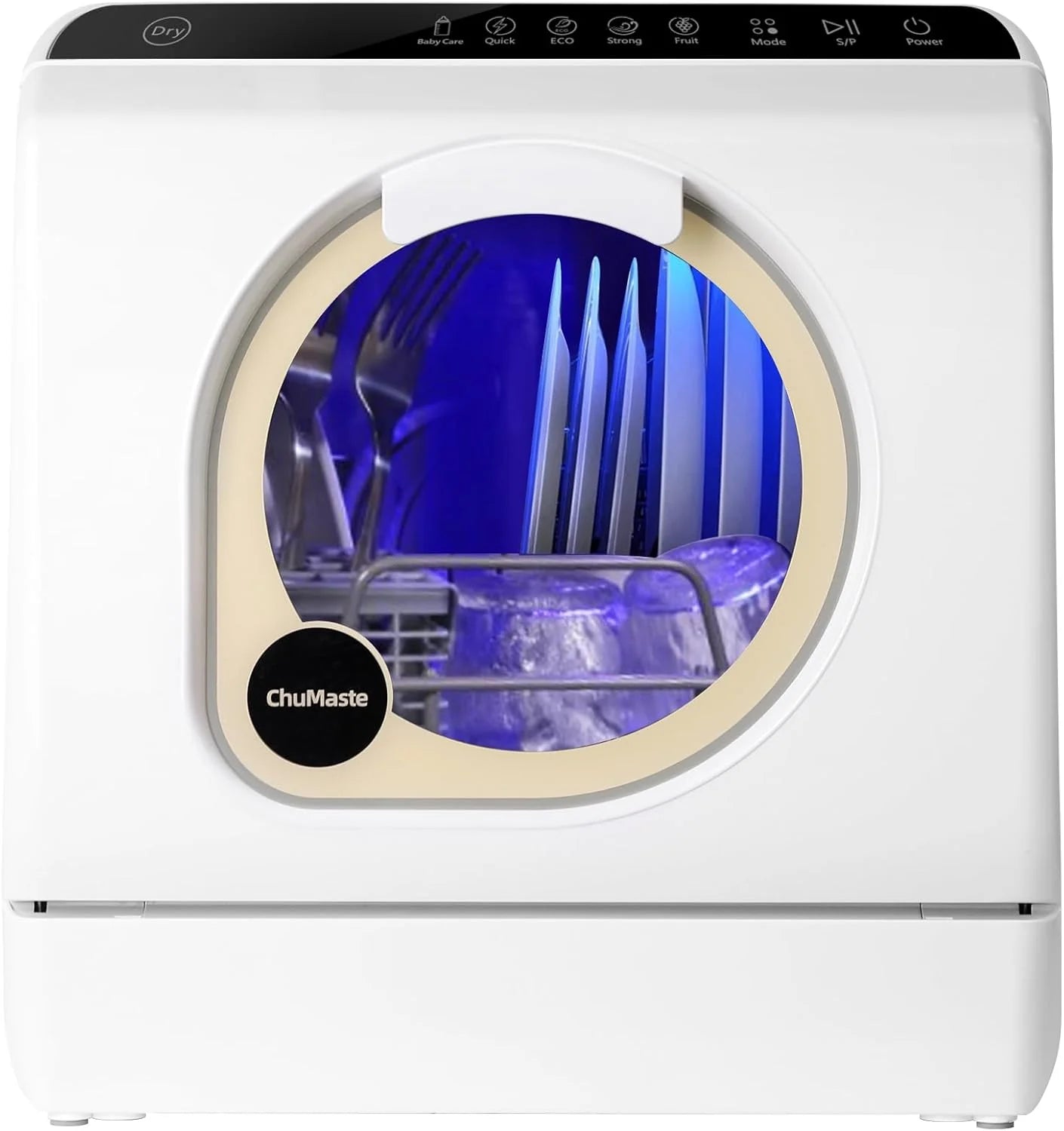 Mini countertop dishwasher. Compact dishwasher with drying function. Double spray arms. Portable countertop dishwasher