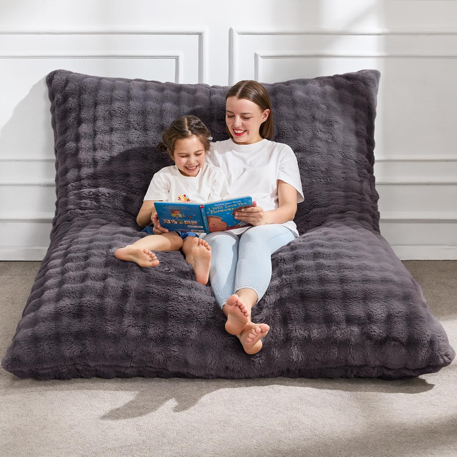 Hobestluk 3 in 1 Bean Bag Chair Giant Bean Bag Chairs Convertible Bean Bag Floor Cushion