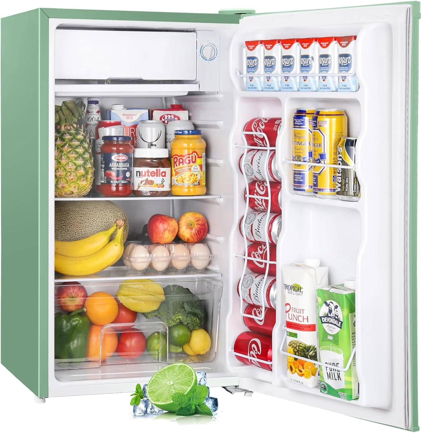 Upstreman 3.2 Cu.Ft Mini Fridge with Freezer, Single Door Mini Fridge, Dorm Fridge, Adjustable Thermostat, Mini Refrigerator