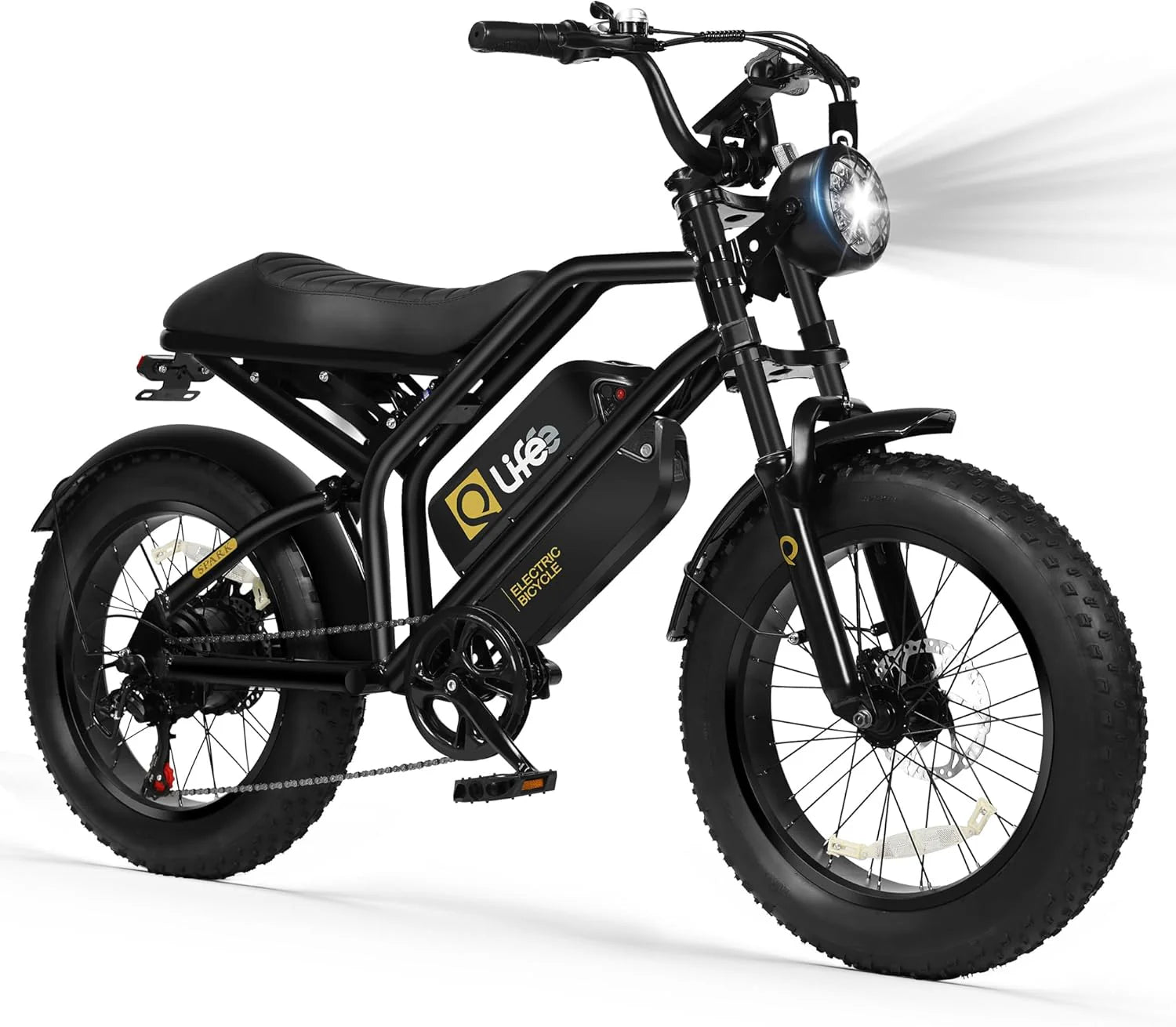 Qlife Electric Bike for Adults/Teens Spark-1500W Peak Motor 20 Fat Tires 28MPH(Unlock to 35MPH) Dirt Bike