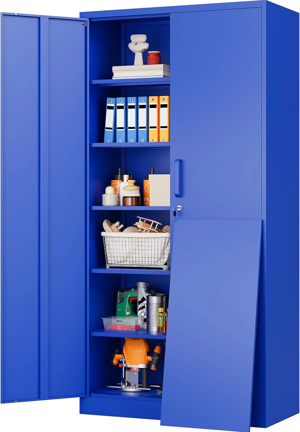 SISESOL Wide & Deep Metal Storage Cabinet with 2 Doors and 6 Shelves,72x36x18