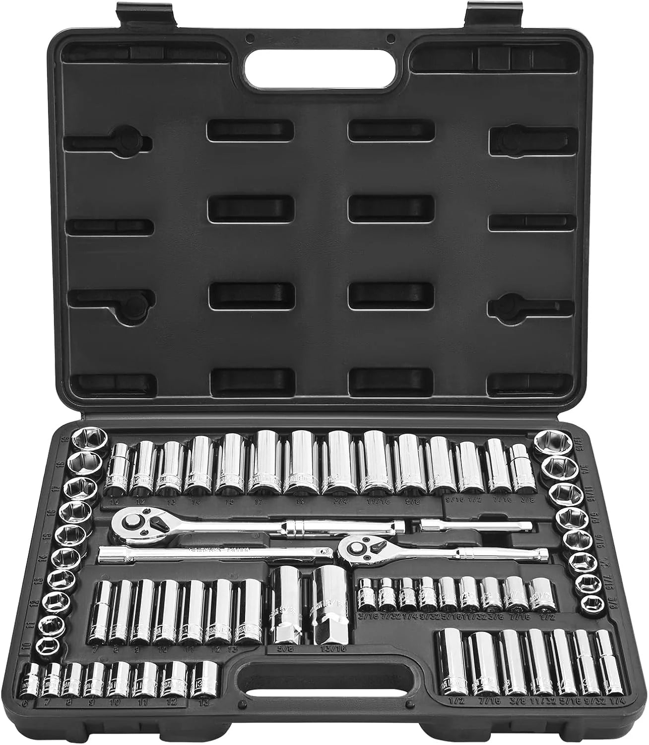 VEVOR Mechanics Tool Set and Socket Set Drive Deep and Standard Sockets Metric Mechanic Tool Kit