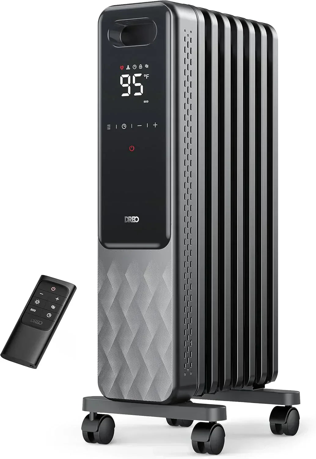 Indoor electric radiant heater with overheat and tip-over protection digital thermostat