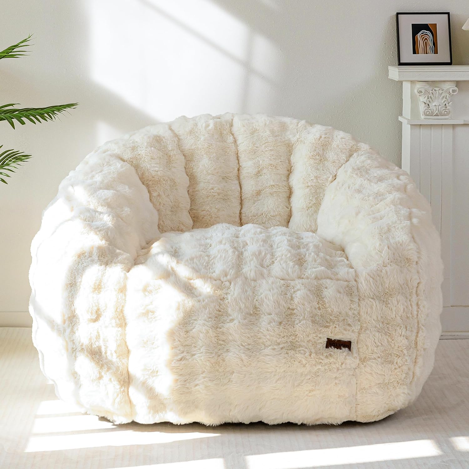 MAXYOYO Giant Bean Bag Chair Oversized Bean Bag Couch Faux Fur Shell-Shaped Large Chair