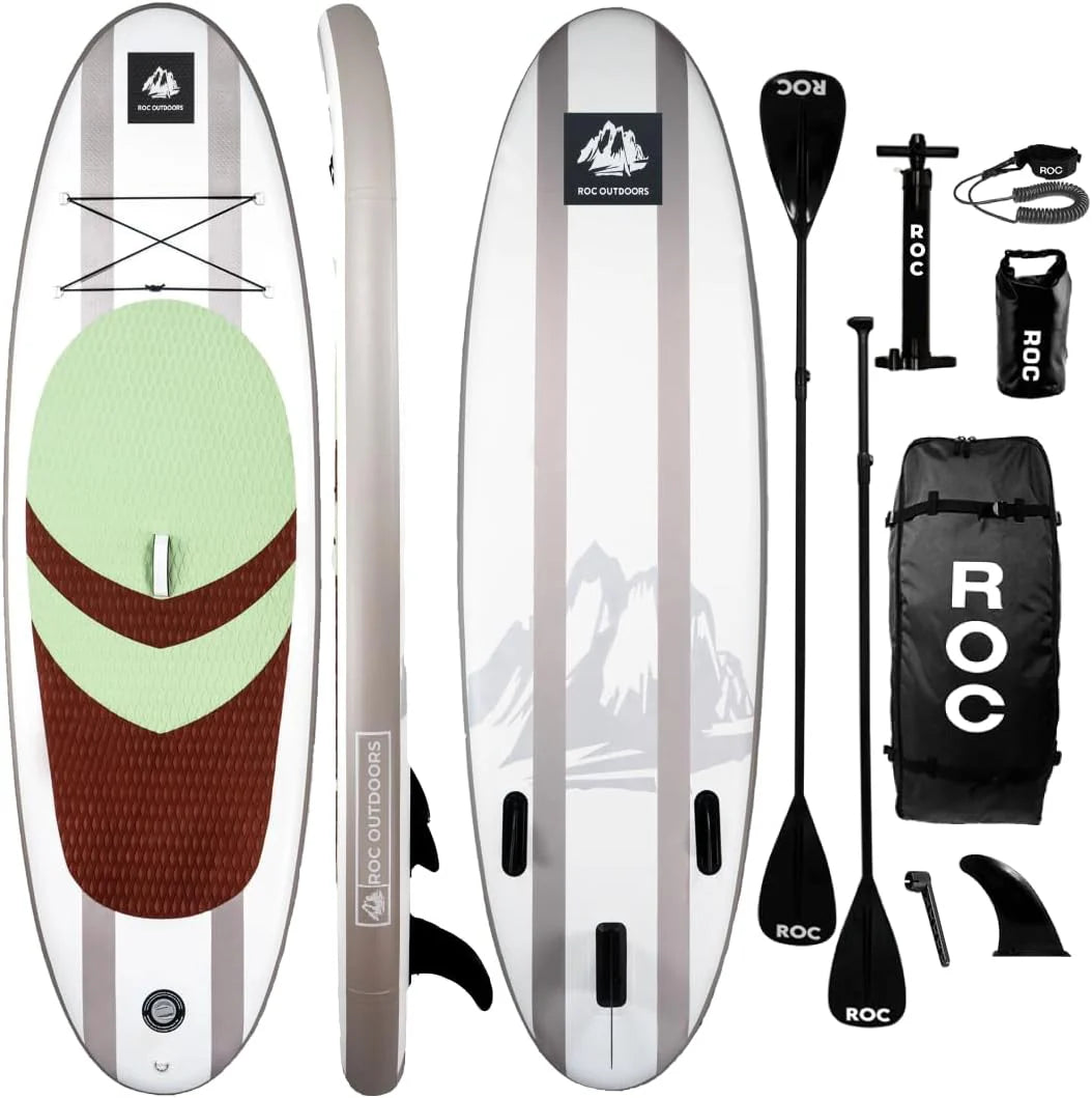 Roc Inflatable Stand Up Paddle Board with Premium SUP Paddle Board Accessories, Wide Stable Design