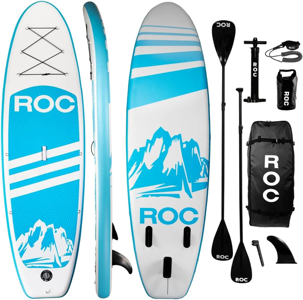 Roc Inflatable Stand Up Paddle Board with Premium SUP Paddle Board Accessories