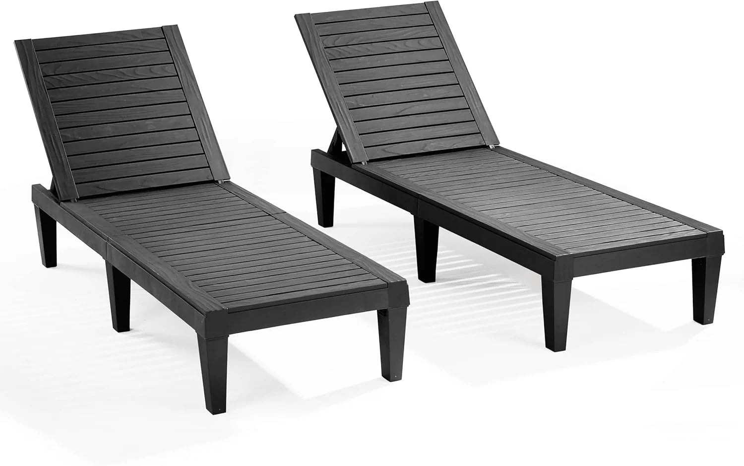 Nestl Patio Chairs Black Chaise Lounge Chair Outdoor 5-Position Adjustable Sun Tanning Chair