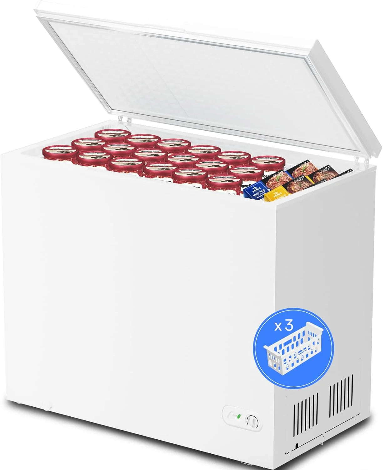 Kismile 3.5 Cubic Feet Chest Freezer Free Standing Top Open Door Compact Deep Freezer