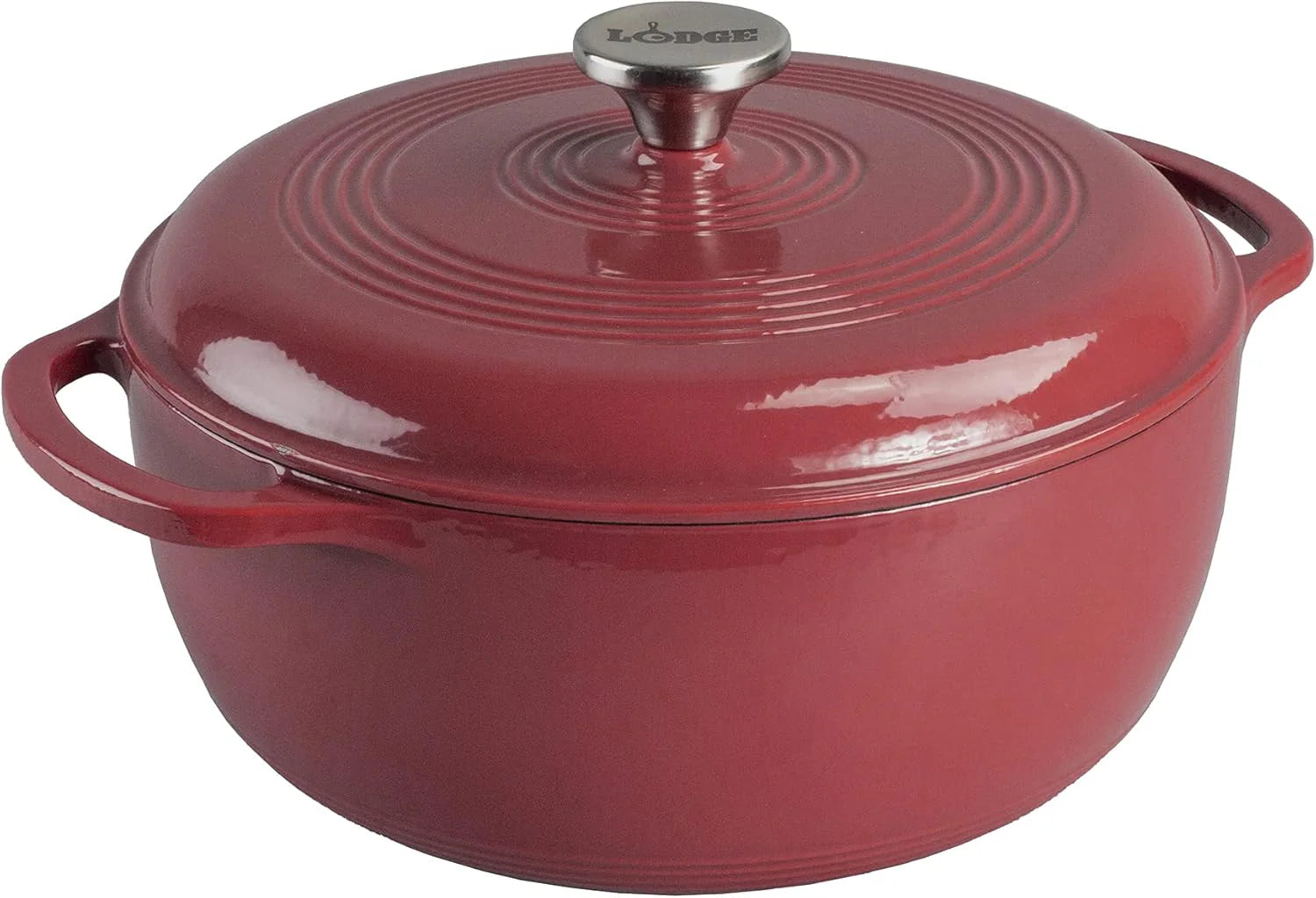 Lodge Essential Enamel Cast Iron Dutch Oven - Perfect for Bread Baking, Braising, Marinating & Slow Cooking - Features Moisture-Sealing Lid & Dual Handles - Kitchen Essentials - 6 Quarts - Island Spice Red