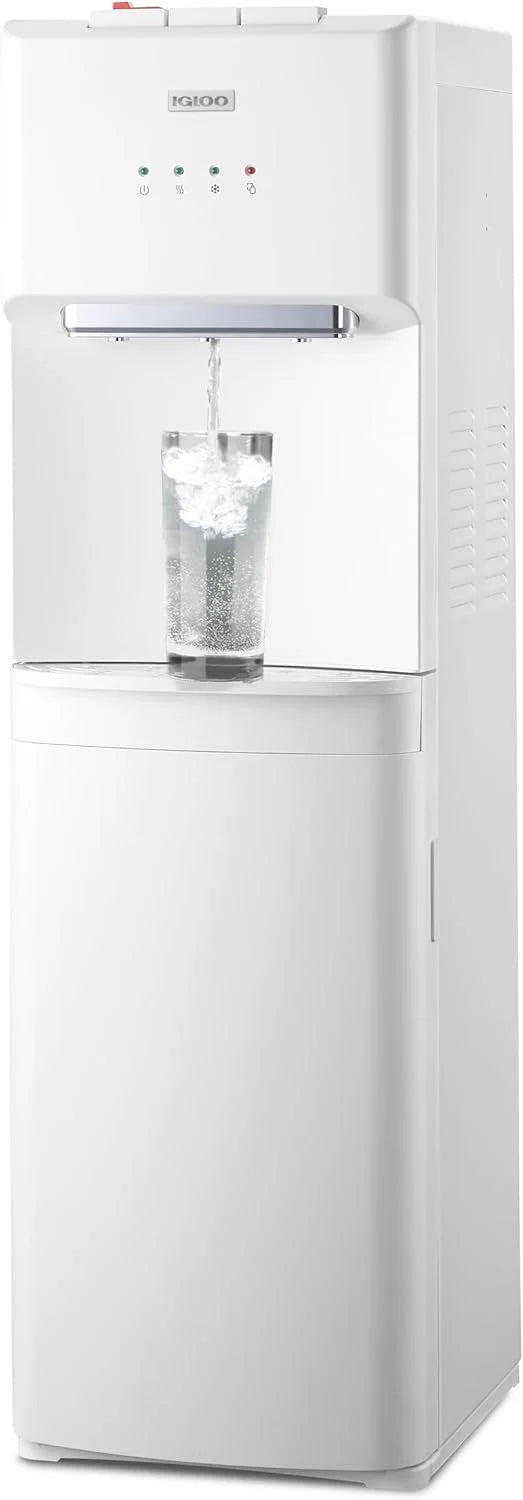 Igloo Top Loading Water Cooler Hot Cold Dispenser Black Stainless Steel