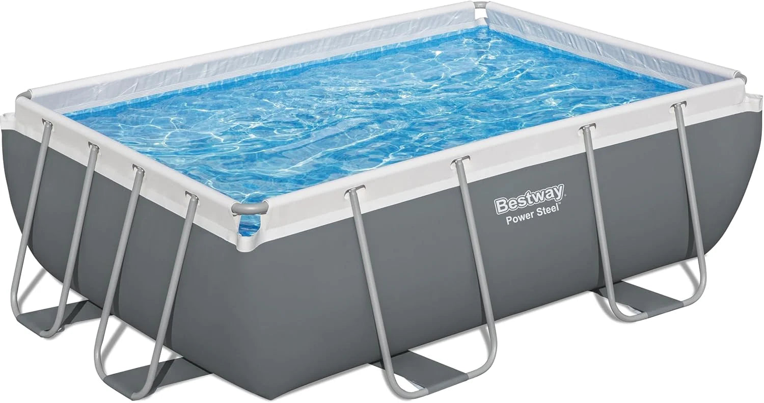 Power Steel 14' x 8'2 x 39.5 Oval Above Ground Pool Set | Includes 530gal Filter Pump, Ladder, ChemConnect Dispener