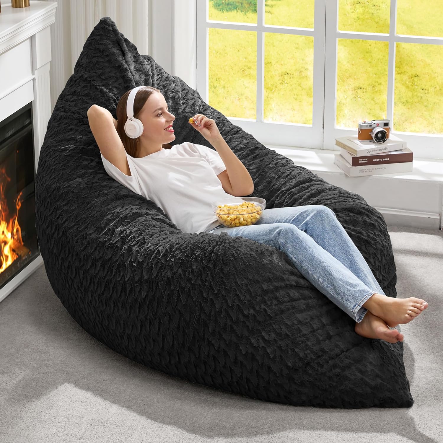 Hobestluk 3 in 1 Bean Bag Chair Giant Bean Bag Chairs Convertible Bean Bag Floor Cushion