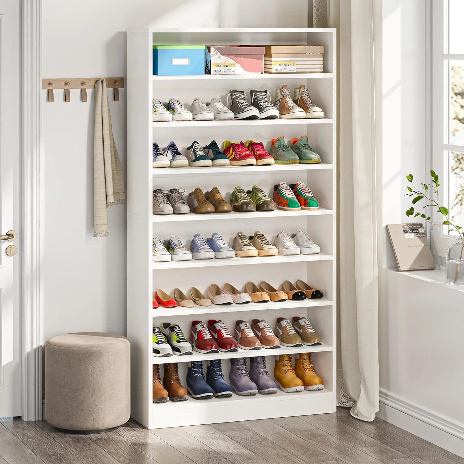 Tribesigns Shoe Cabinet, 9 Tiers 40-45 Pairs Heavy Duty Wood Freestanding Shoe Storage Cabinet