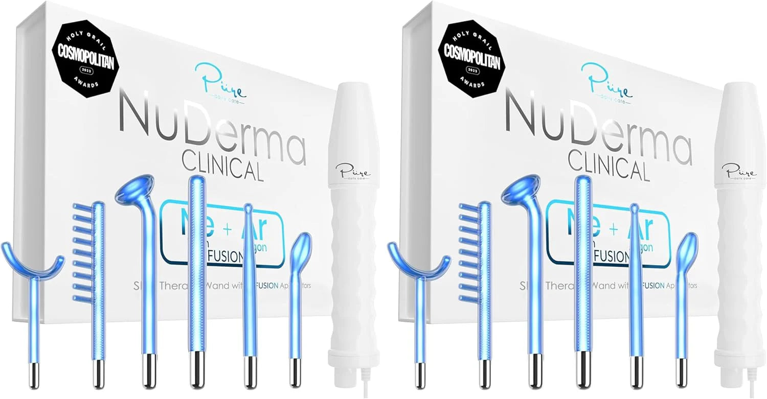 Pure Daily Care NuDerma Clinical Portable Skin Therapy Wand, Machine with 6 Fusion Neon