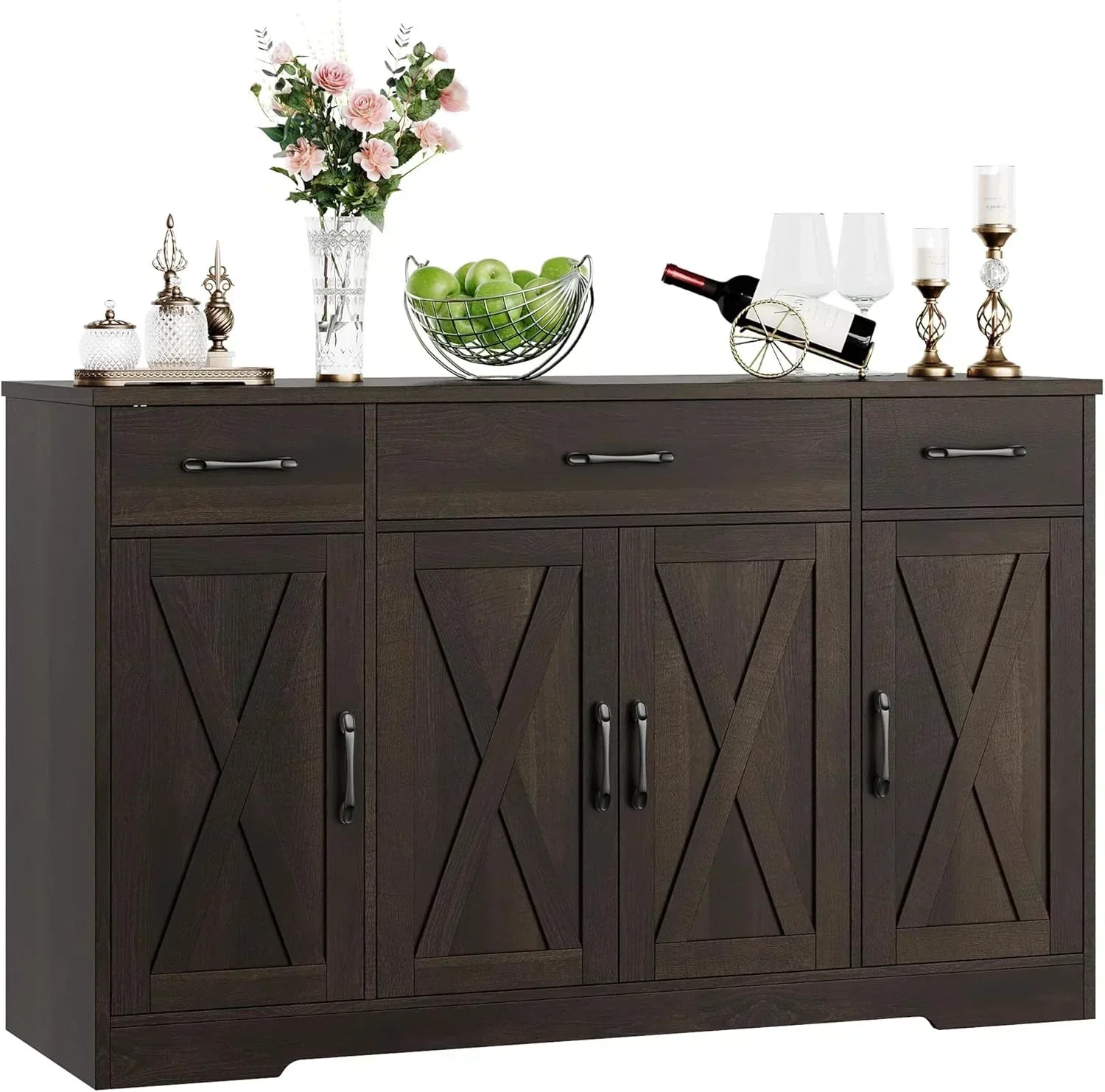 Sideboard with drawers large 55-inch sideboard modern farmhouse wood kitchen dining table