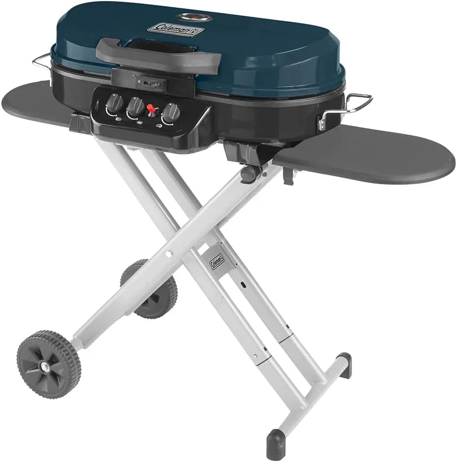 RoadTrip 285 Portable Stand-Up Propane Grill with 3 Adjustable Burners Instastart Ignition 20,000 BTUs
