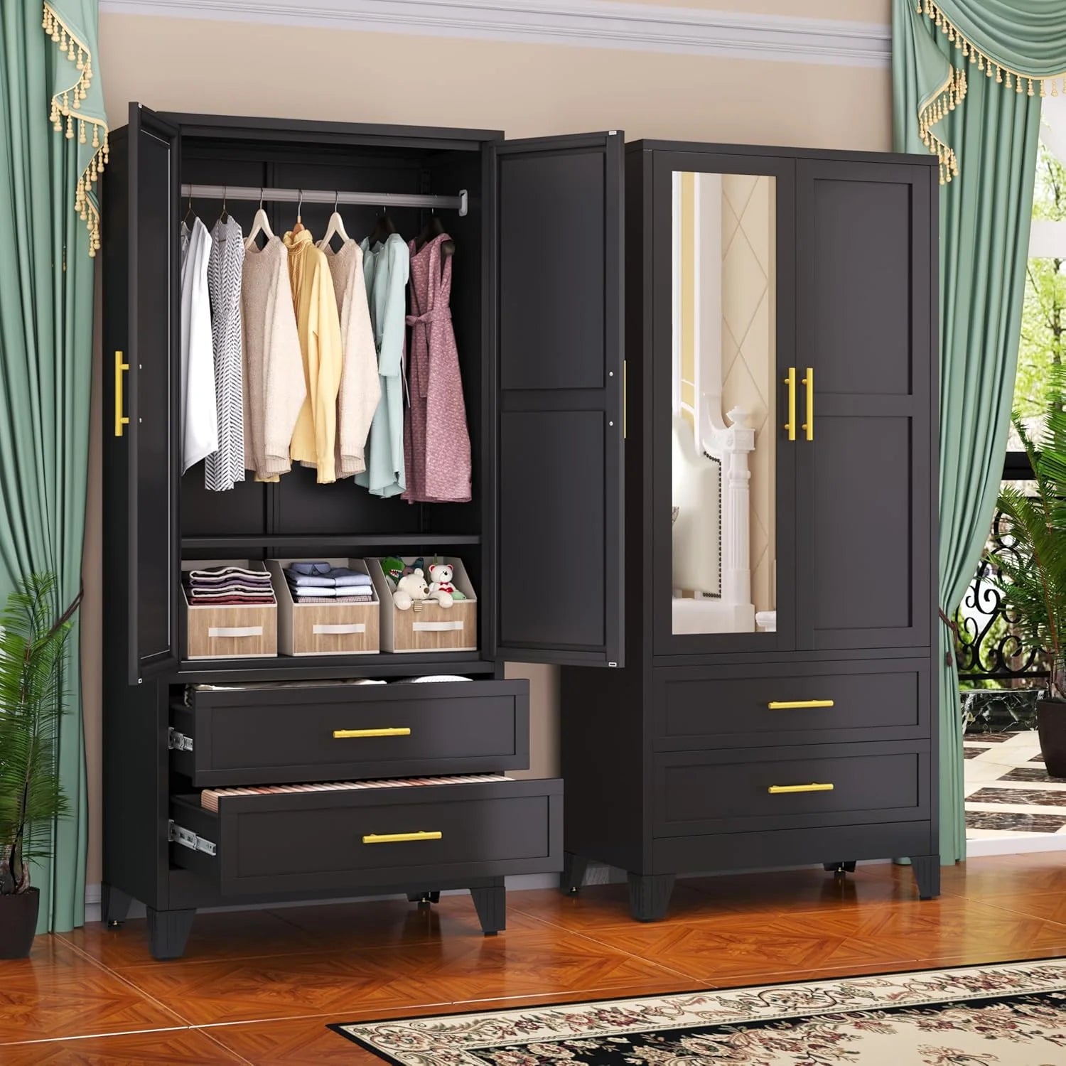 Steel Armoire Wardrobe Closet, 71 Metal Clothing Storage Cabinets