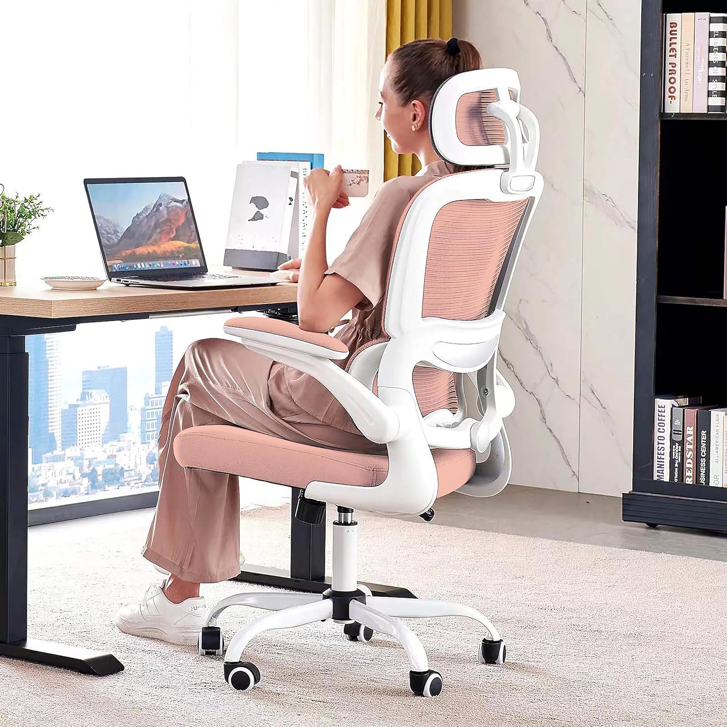 Office Chair Ergonomic Desk Chair, 330 lbs Home Mesh Desk Chair with Wheels, Comfortable Gaming Chair, High Back Office Chair