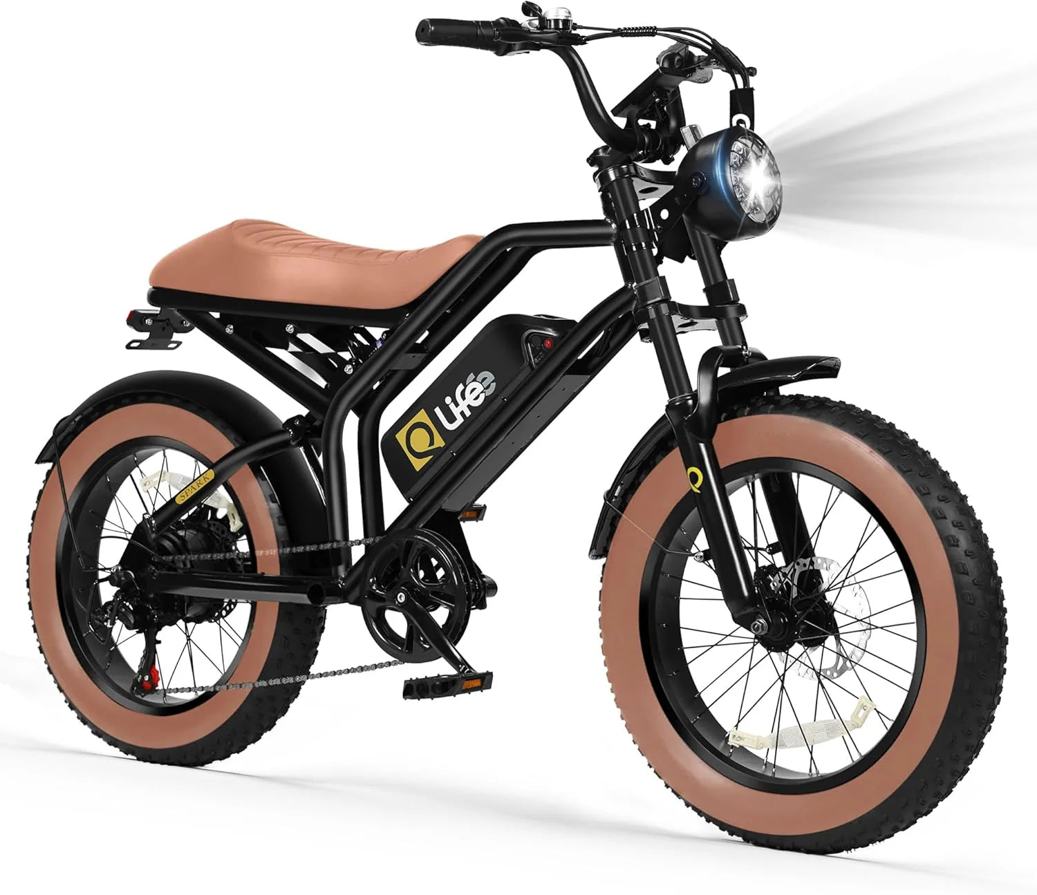Qlife Electric Bike for Adults/Teens Spark-1500W Peak Motor 20 Fat Tires 28MPH(Unlock to 35MPH) Dirt Bike