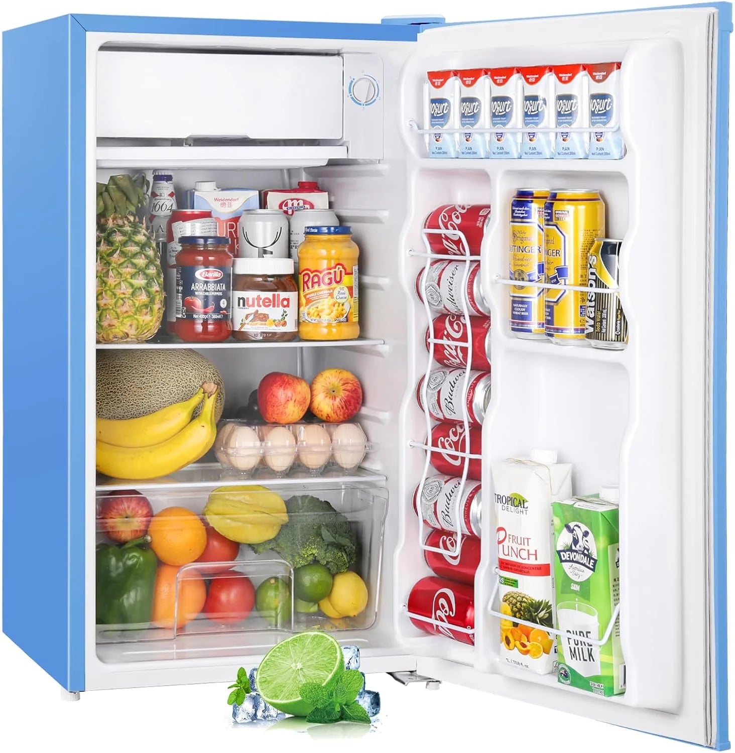 Upstreman 3.2 Cu.Ft Mini Fridge with Freezer, Single Door Mini Fridge, Dorm Fridge, Adjustable Thermostat, Mini Refrigerator