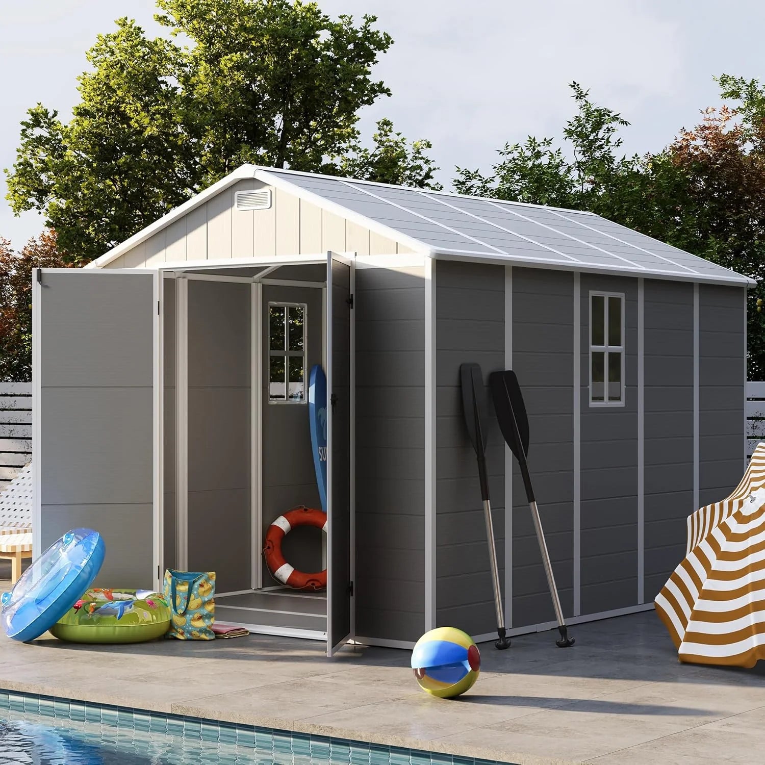 UDPATIO Storage Shed 8 x 10 ft. Resin Shed and Plastic Outdoor Storage