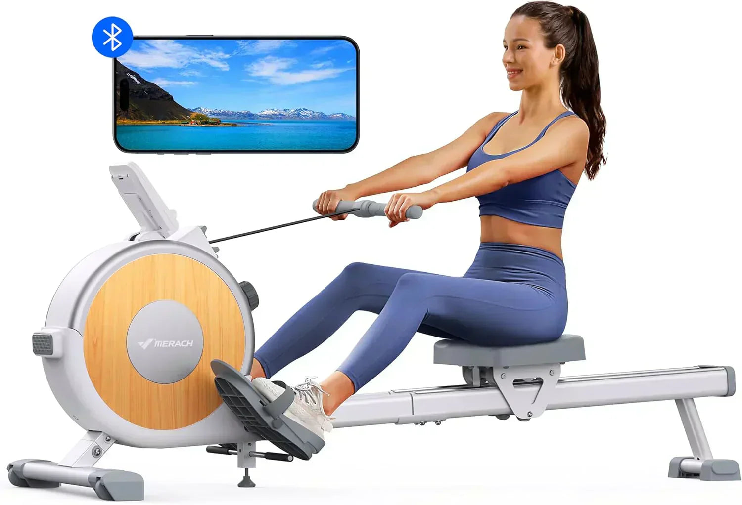 Merachi household rowing machine silent resistance dual-slide design