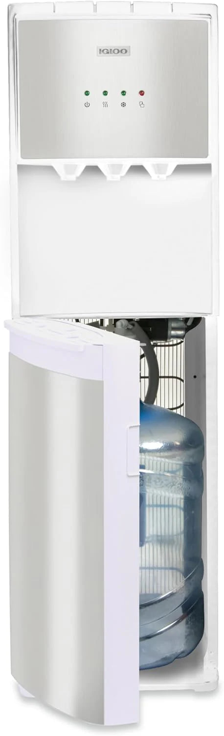 Igloo Top Loading Water Dispenser Hot and Cold Water Dispenser Black and Stainless Steel