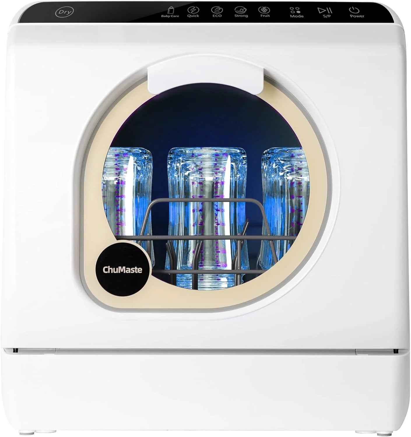Mini countertop dishwasher. Compact dishwasher with drying function. Double spray arms. Portable countertop dishwasher