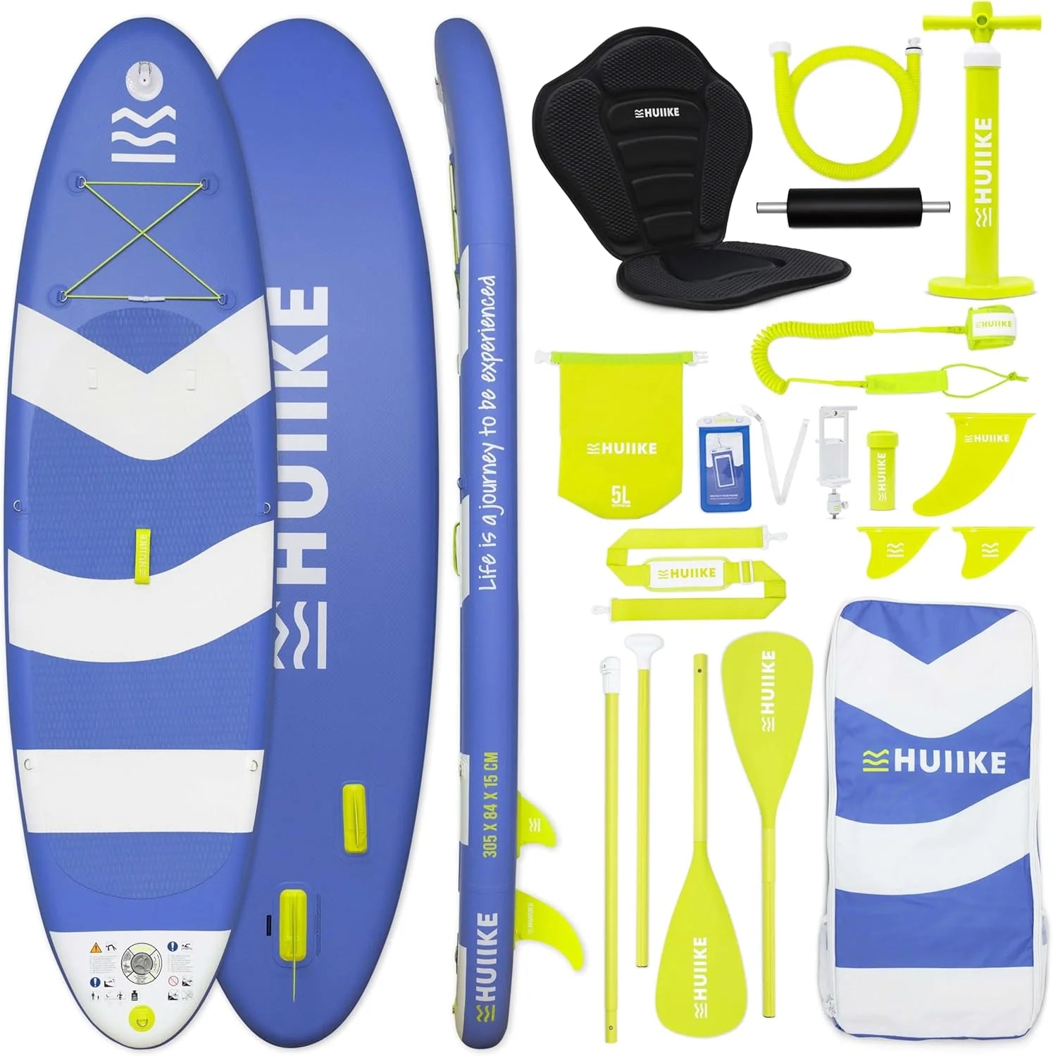 HUIIKE Inflatable Paddle Board for Adults with Accessories Included, Oar, Fins, Pump. Stand Up Paddleboard