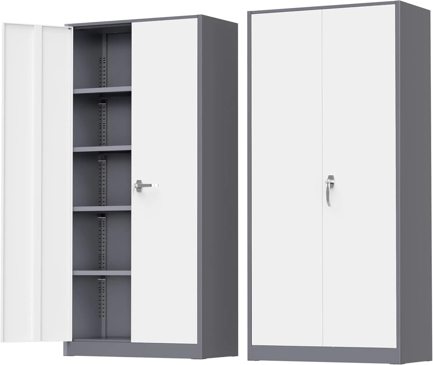 Greenvelly Metal Storage Cabinet, 72 Black Locking Metal Cabinet with 2 Doors and 4 Adjustable Shelves, Lockable Garage Storage Cabinets for Home Office, Garage, Kitchen, Living Room