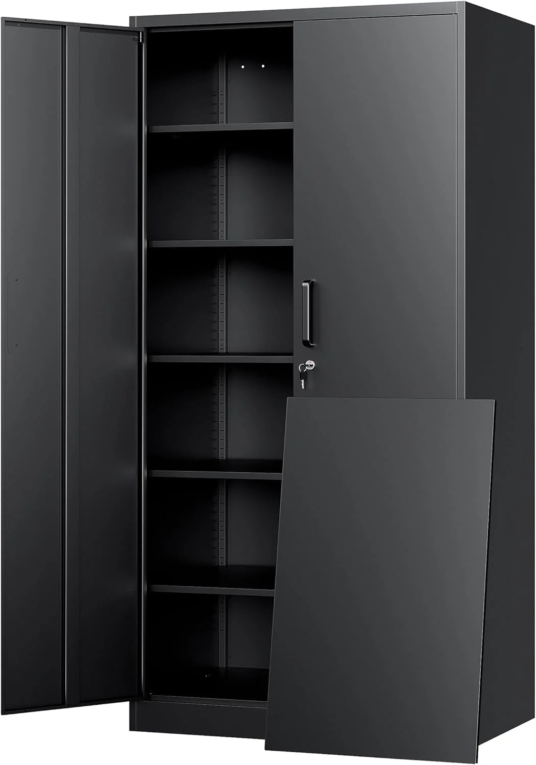 Yizosh Metal Garage Storage Cabinet with 2 Doors and 5 Adjustable Shelves