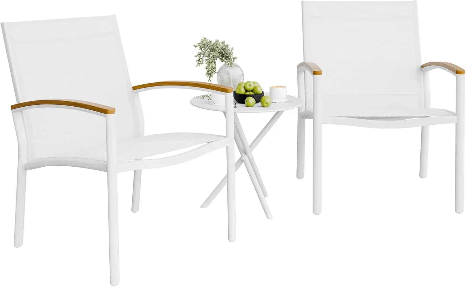 Shintenchi 3 Pieces Patio Bistro Sets Outdoor Textilene Fabric Conversation Bistro Set